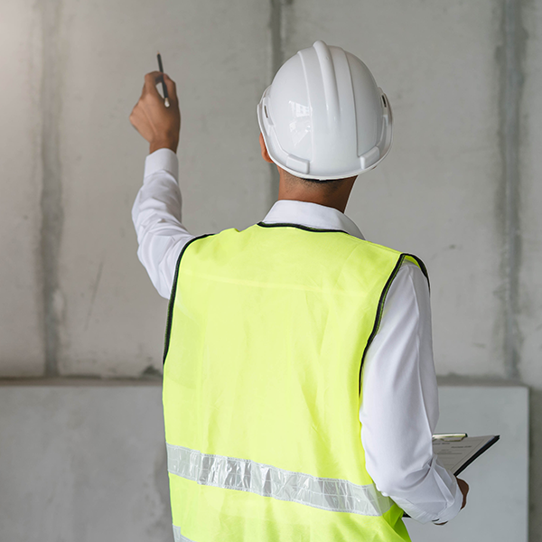 A man doing a building survey